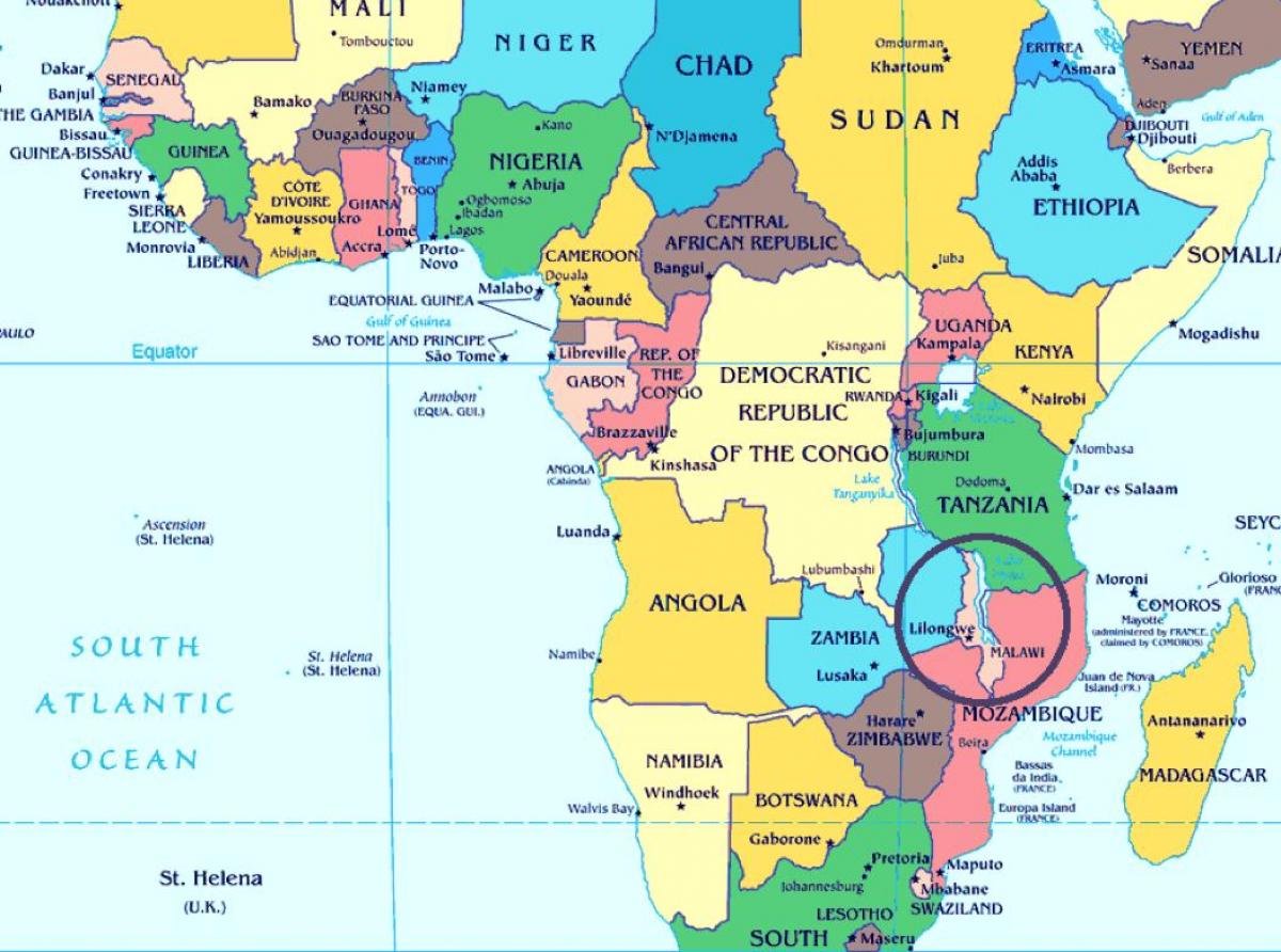Malawi riik maailma kaardil