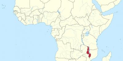 Aafrika kaart, mis näitab Malawi