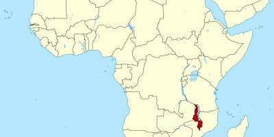 Kaart Malawi asukoht kaardil aafrika