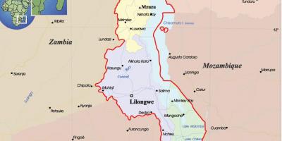 Kaart Malawi poliitilise